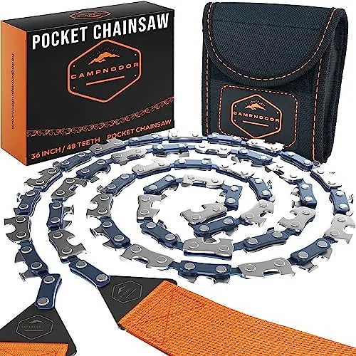 CAMPNDOOR 36-inch pocket chainsaw made of 65Mn heavy-duty steel with 48 teeth CAMPNDOOR 36-inch pocket chainsaw made of 65Mn heavy-duty steel with 48 teeth