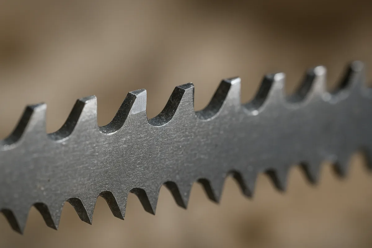 Close-up of carbide-tipped jigsaw blade teeth Close-up of carbide-tipped jigsaw blade teeth