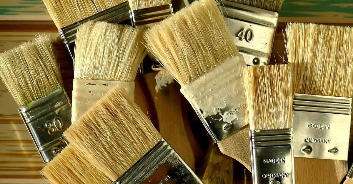 Chalk paint brushes with dried paint residue Chalk paint brushes with dried paint residue on the bristles