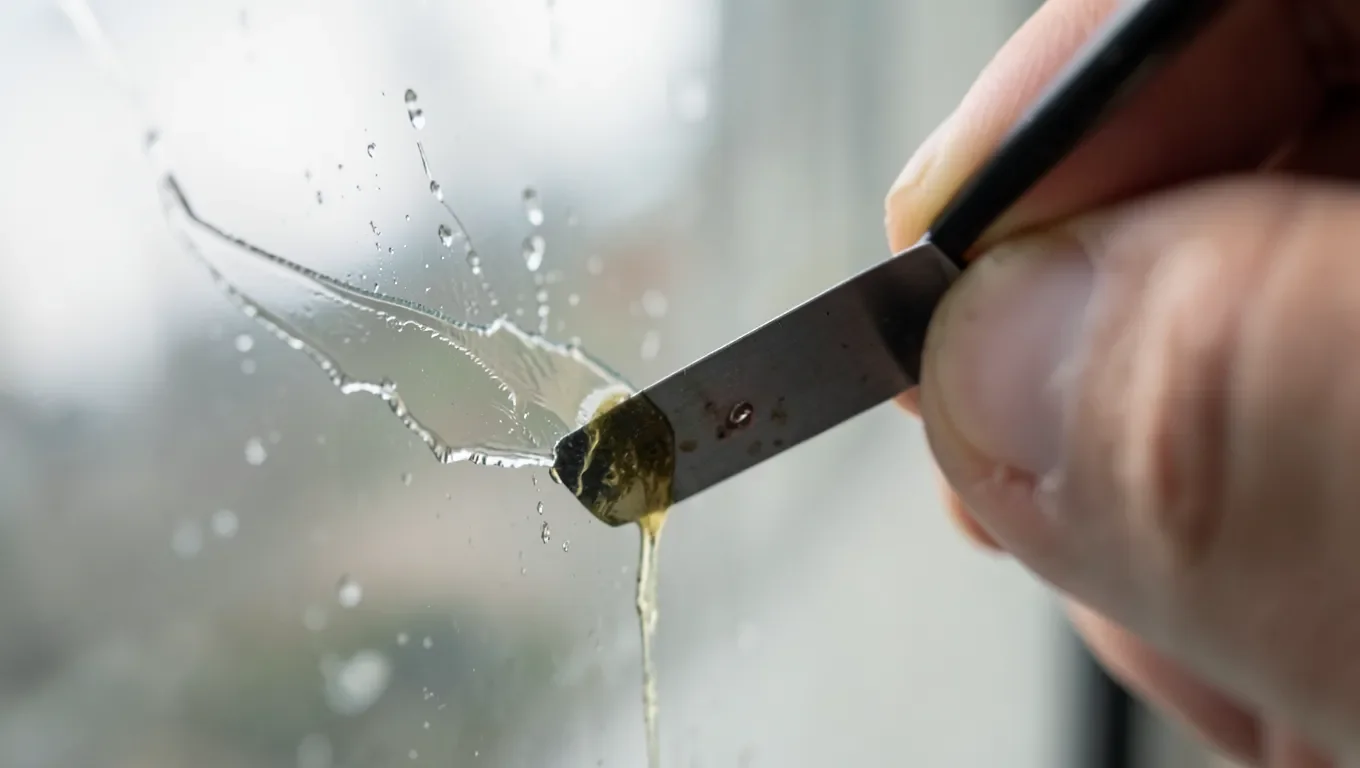 Scraping glue off a glass surface