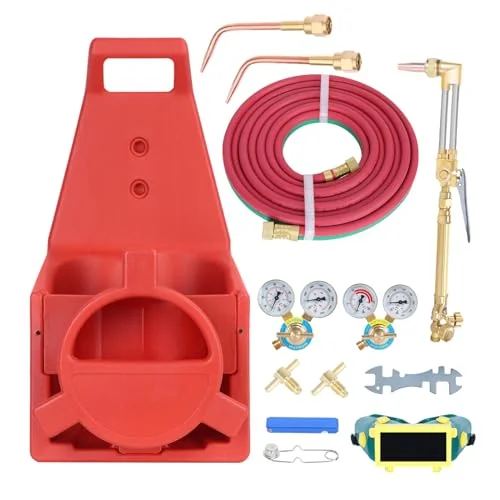 Compact portable oxy-acetylene cutting torch kit with case