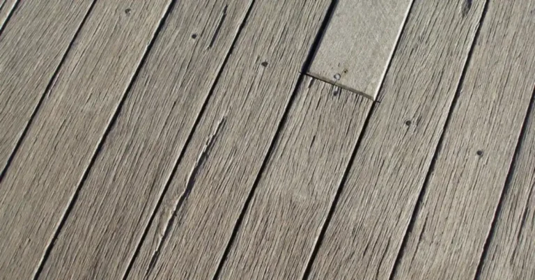Close-up of 16-foot composite deck boards laid edge to edge
