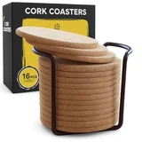 16-piece cork coaster set with metal holder, retail box shown 16-piece cork coaster set with metal holder, retail box shown