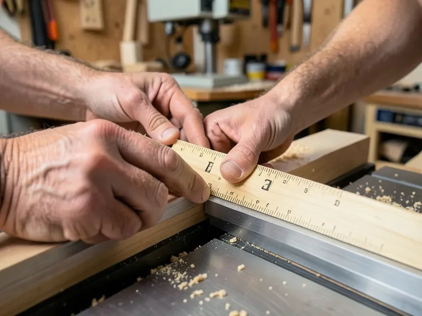 Checking a table saw rip fence for square alignment with a combination square