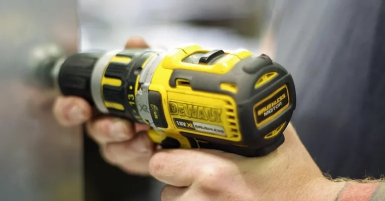 DeWalt 20V drill running with a corded battery adapter for continuous bench power