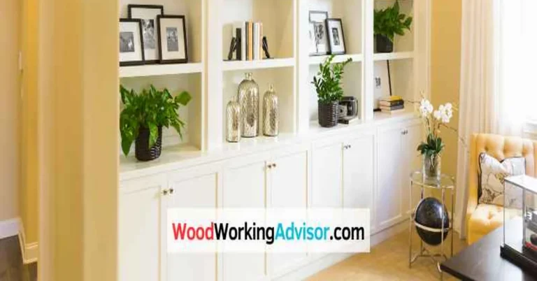 White built-in shelving unit that can sag if made from thin MDF boards