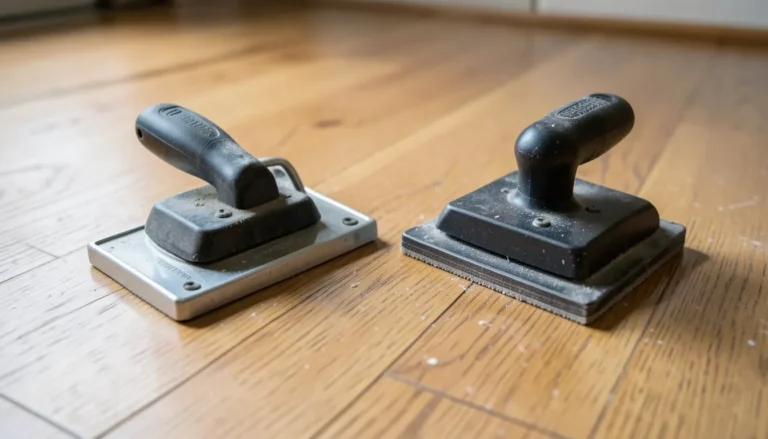 Drywall sander next to a wood floor sander