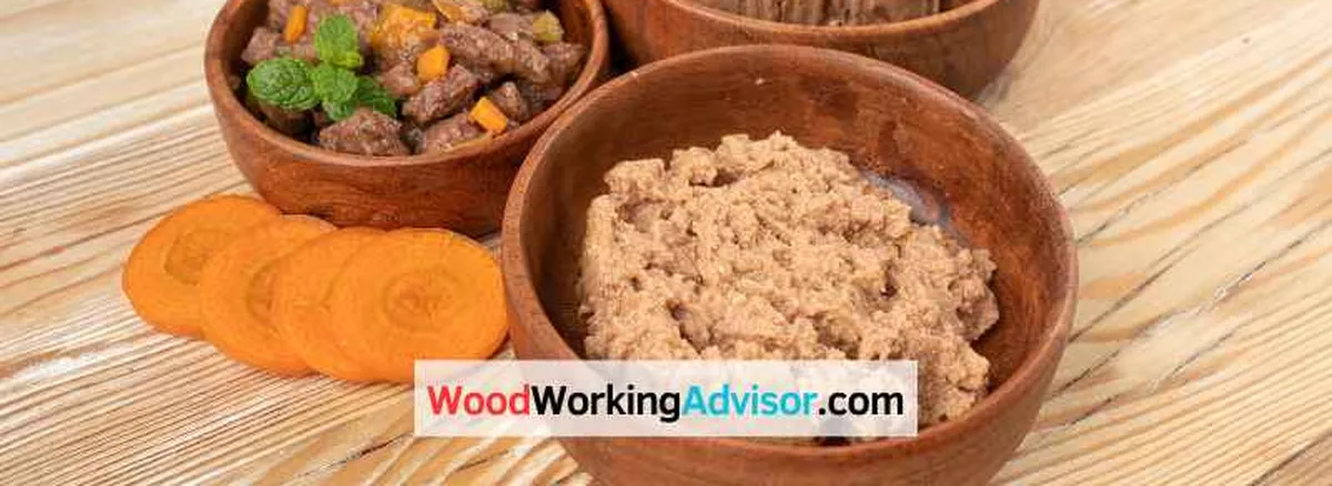 Food-safe wood sealer applied to wooden bowls used for food storage