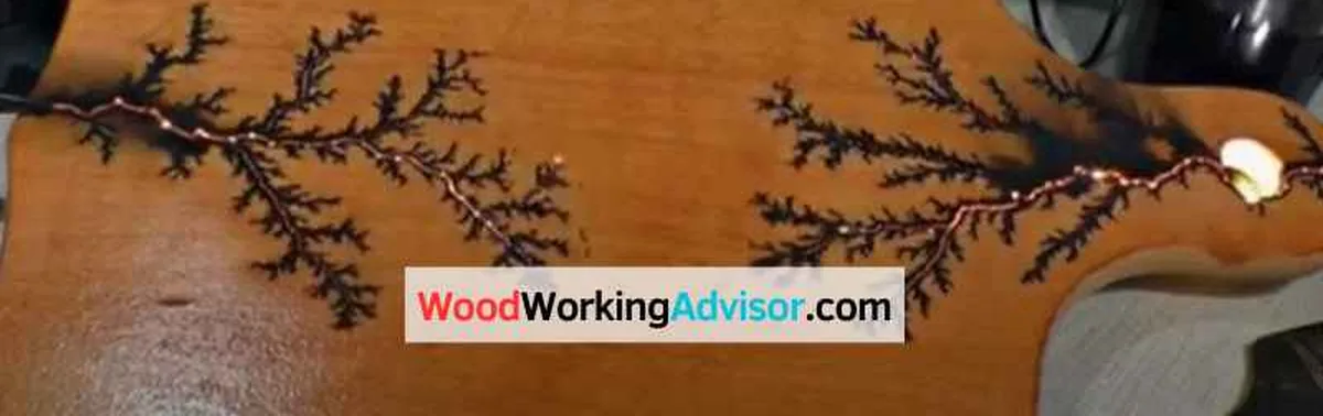 Lichtenberg fractal wood burning branching pattern - high voltage technique with fatal risk