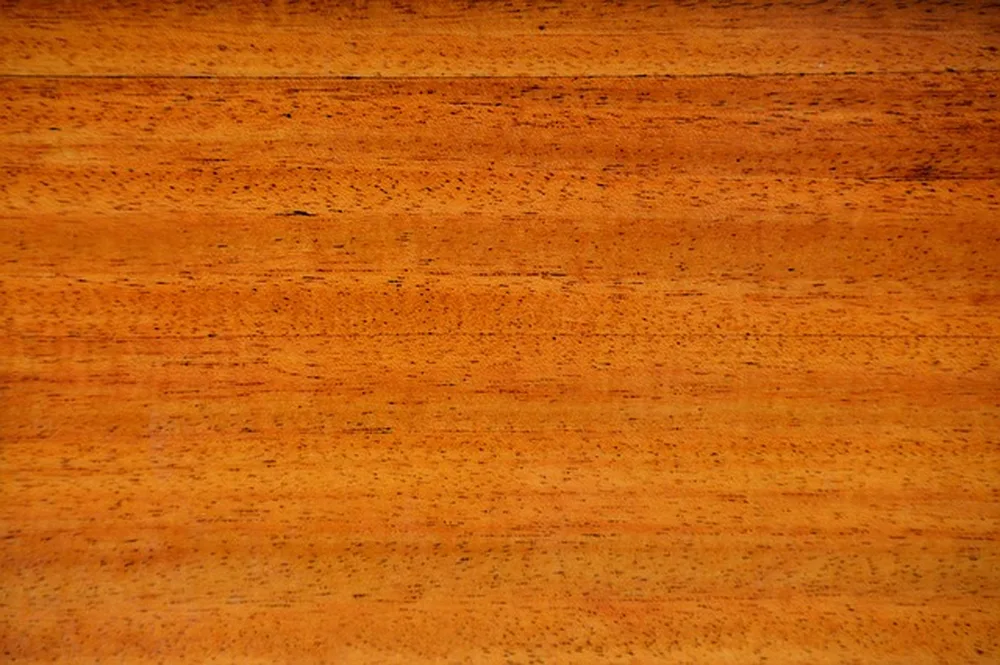 Close-up of genuine mahogany wood grain showing its fine texture and reddish-brown color