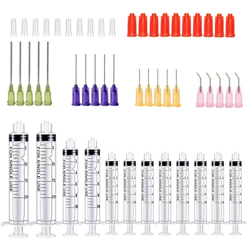 52-Piece Glue Syringe Set, 5/10/20ml with Blunt Tip Needles