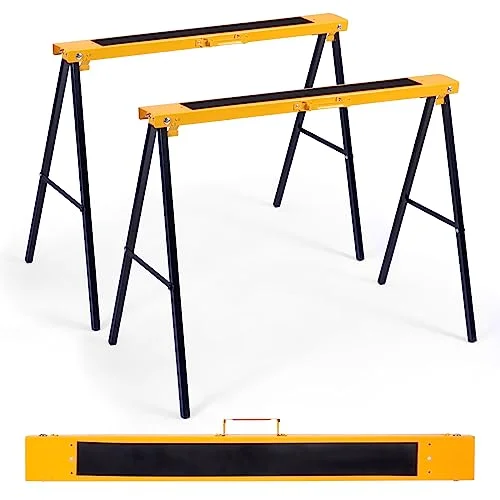 Goplus folding steel sawhorse pair