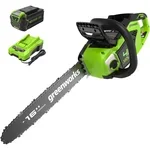 Greenworks 40V 16 inch brushless cordless battery chainsaw with battery and charger