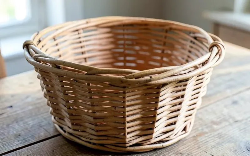 handwoven wicker basket made from bent willow withies handwoven wicker basket made from bent willow withies