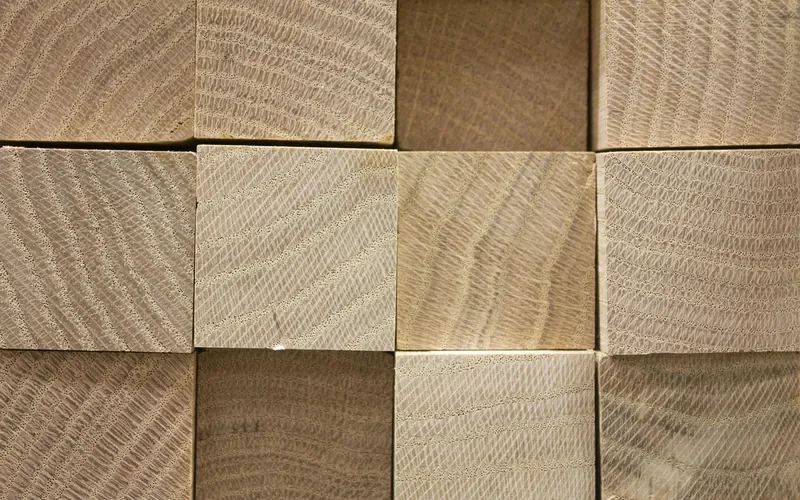 Stacked hardwood board ends in a lumber rack Stacked hardwood board ends in a lumber rack