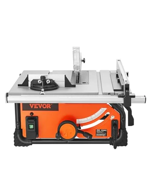 VEVOR 4500 RPM portable jobsite table saw with dust port