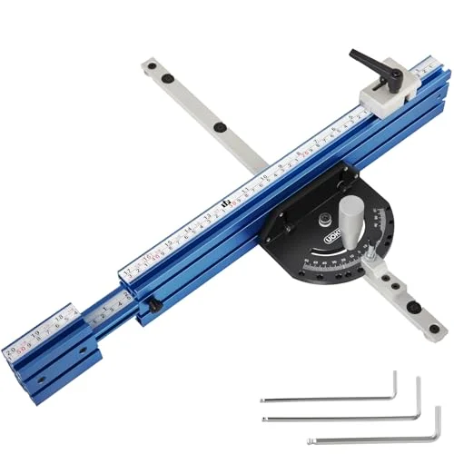UOKRR Miter Gauge for Table Saw w/ 20 Inch-36 Inch Telescoping Aluminum Miter Fence & Bar/Precision Repetitive Cut Flip Stop / 60° Angled Ends for Max Stock Support/Spring Loaded Indexing Pin