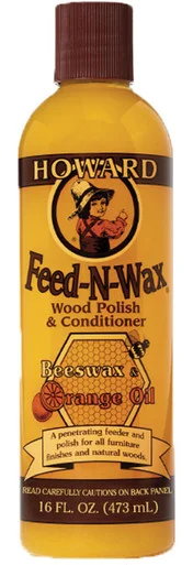 Howard Feed-N-Wax wood polish and conditioner bottle, 16 ounce
