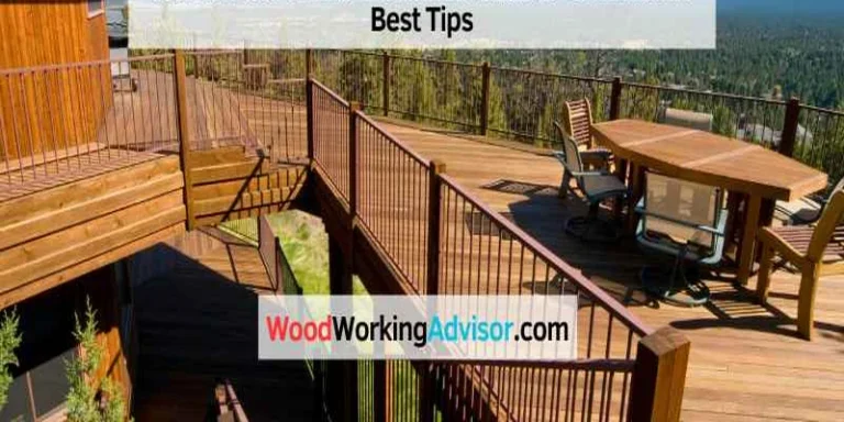 Stained wood deck on a house overlooking a view