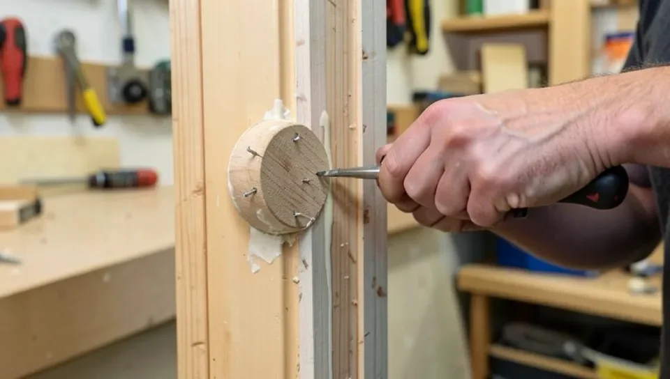 Installing a wood rosette block onto door casing trim