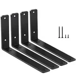 4-pack black iron L shelf brackets, 10 inch, for reinforcing MDF shelves