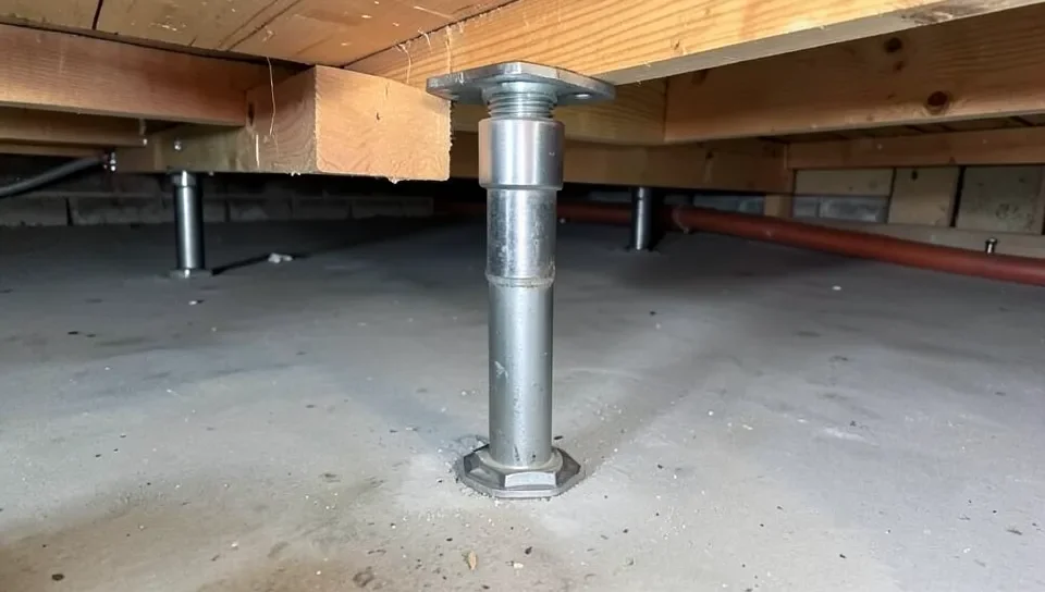 Adjustable jack post supporting a basement floor beam