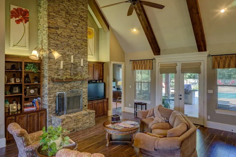 Living room furniture sitting directly on a hardwood floor
