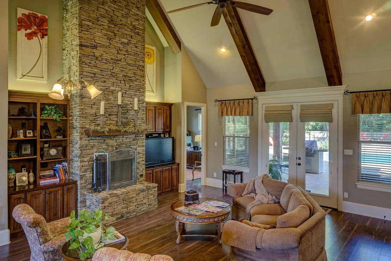 Living room furniture sitting directly on a hardwood floor