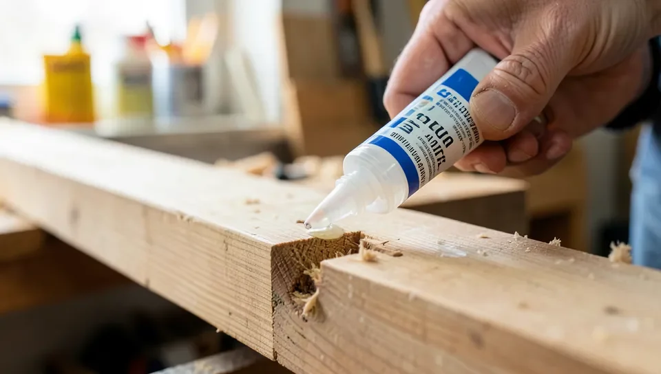 Adhesive bonding two wood pieces