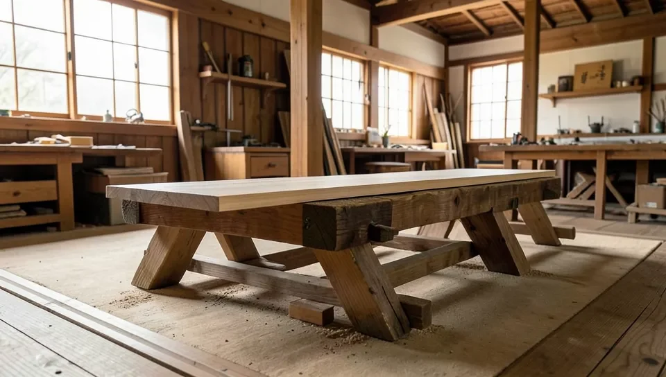 Low sawhorse trestle used for kneeling-height work