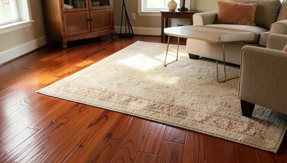 Mahogany hardwood flooring in a living room
