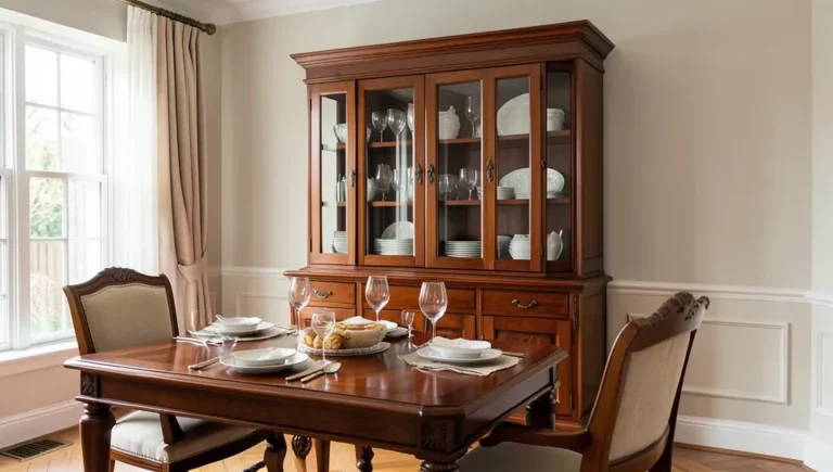 Mahogany hutch in a dining room