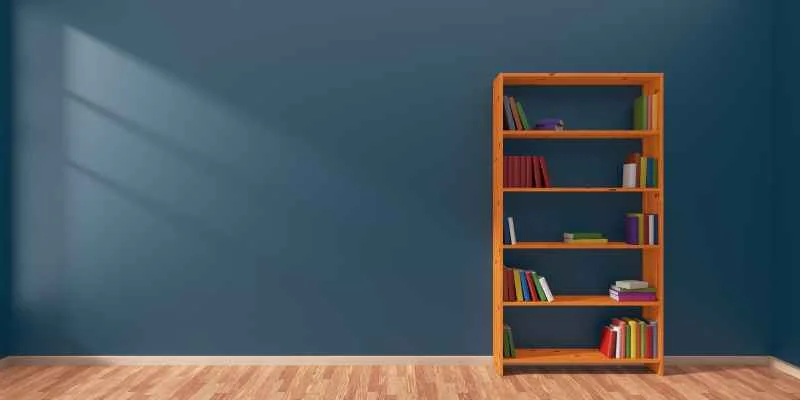 Mahogany low bookcase in a living room setting