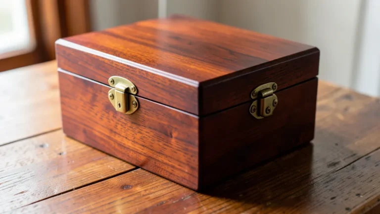 Elegant mahogany wood box with brass hardware