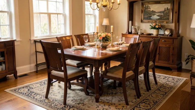 Mahogany wood dining table and chairs