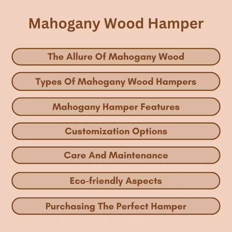 Mahogany wood hamper showing grain and lid detail