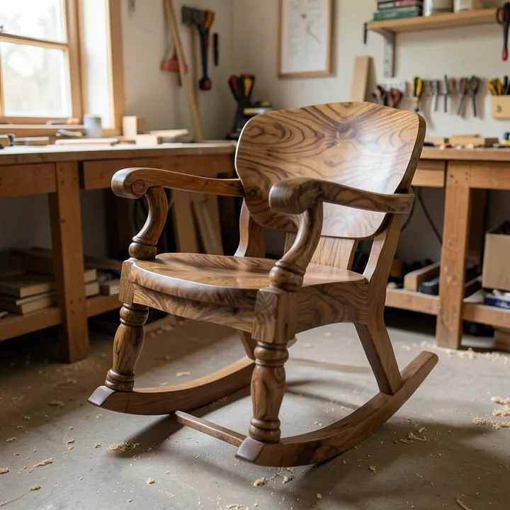 Maloof-inspired walnut rocking chair with sculpted joints