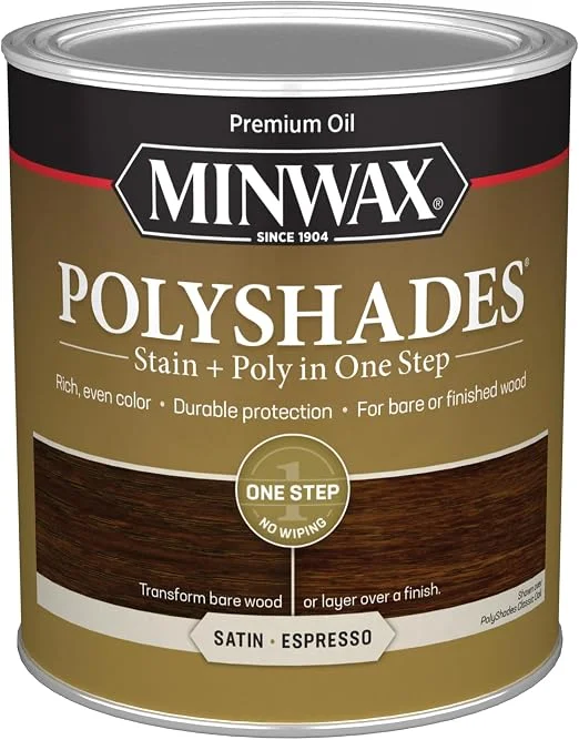 Minwax PolyShades stain and polyurethane in one step, quart can, Espresso satin