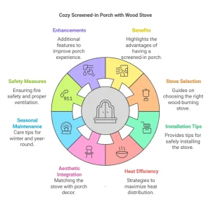 Screened in Porch With Wood Burning Stove