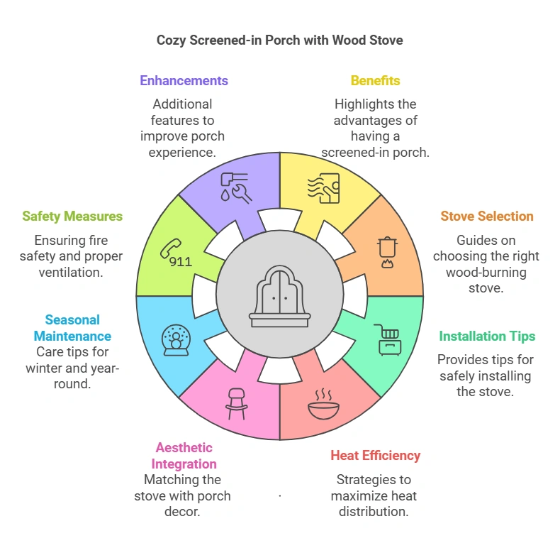 Screened in Porch With Wood Burning Stove