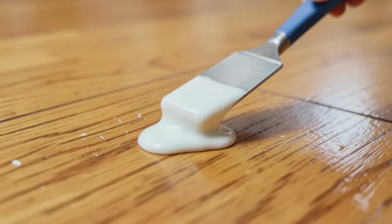 Removing dried paint drips from a hardwood floor with a plastic scraper
