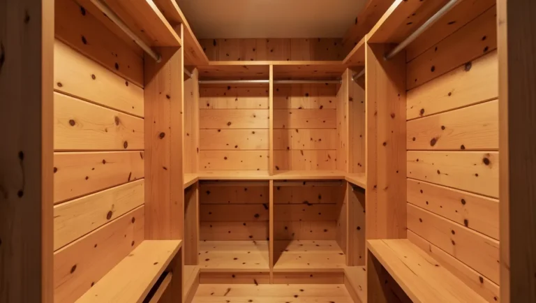 Cedar-lined closet interior with cedar wood planks