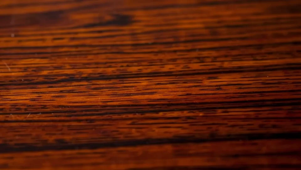Close-up of polished mahogany wood grain