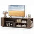 Tangkula rustic brown farmhouse TV stand with 8 open shelves Tangkula rustic brown farmhouse TV stand with 8 open shelves