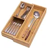 Guiogc bamboo kitchen drawer organizer with dividers