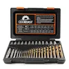 35-piece screw extractor set with left-hand drill bits
