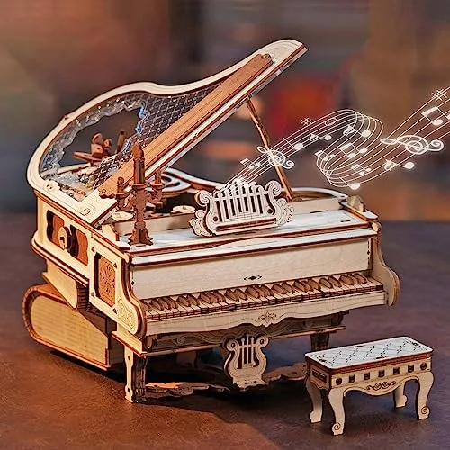 RoWood 3D wooden puzzle DIY magic piano model music box kit