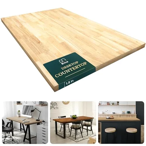 Bme Hevea solid wood butcher block countertop, unfinished, 48x30x1.5 inch
