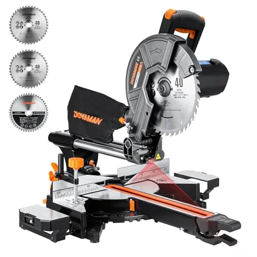 DOVAMAN 10-Inch Sliding Miter Saw, Multi-Material, 2-Speed, 15A