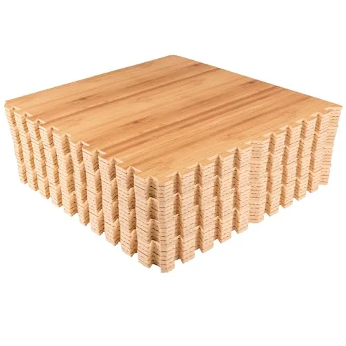 EVA Foam Floor Tiles 24 pack woodgrain interlocking puzzle mats Stalwart